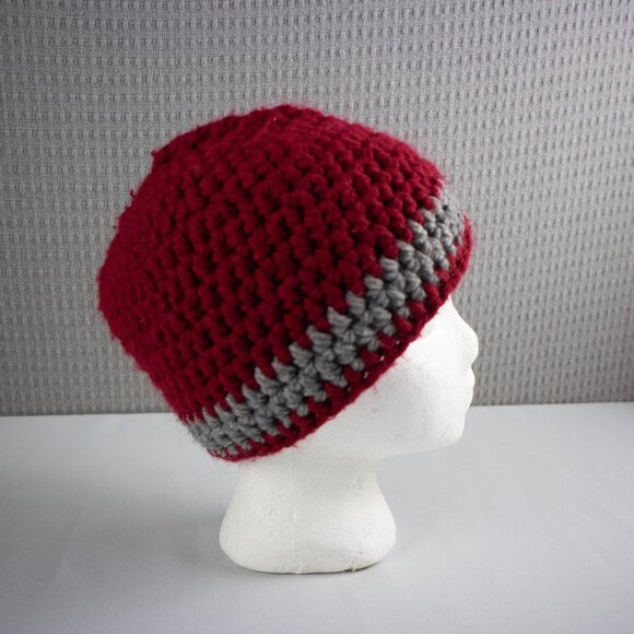Handknit Red / Grey Thick Knit Toque - Picture 2 of 4